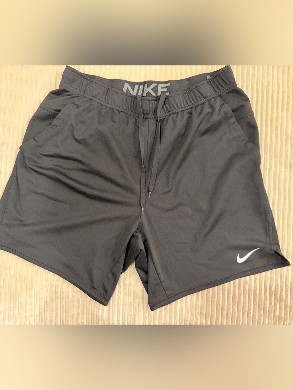 Nike Men’s  Black Athletic Running Shorts with Drawcord Waistband